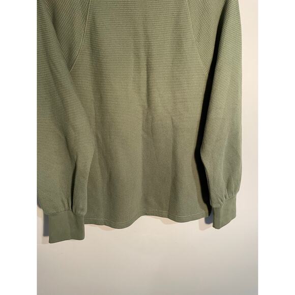 Madewell Textured Waffle V-Neck Henley Sweatshirt in Faded Palm Size Medium - Picture 8 of 11